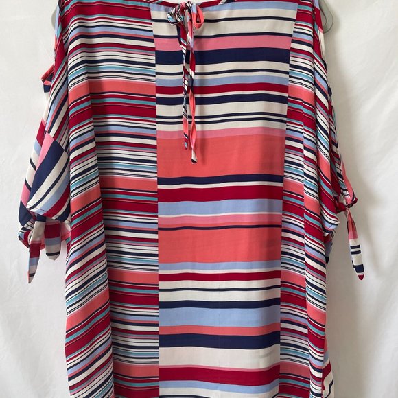 EST. 1946 Womens Multicolor Slit Sleeve Round Neck Striped Blouse Top Size XL - Picture 7 of 13